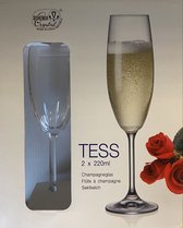 Flûtes à champagne en Crystal de Bohême TESS (set 2 x 220 ml)