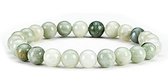 Bixorp Gems Edelstenen Armband Burmese Jade - Gepolijste Groene Kralenarmband - Cadeau voor Man & Vrouw - Natuurlijk Bewerkt