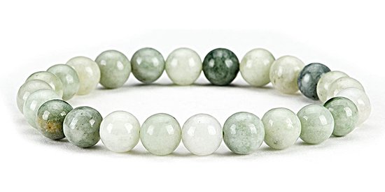 Bixorp Gems - Bracelet en pierres précieuses Jade birman - Bracelets de perles vertes polies - Cadeau pour homme et femme - Fabriqué naturellement
