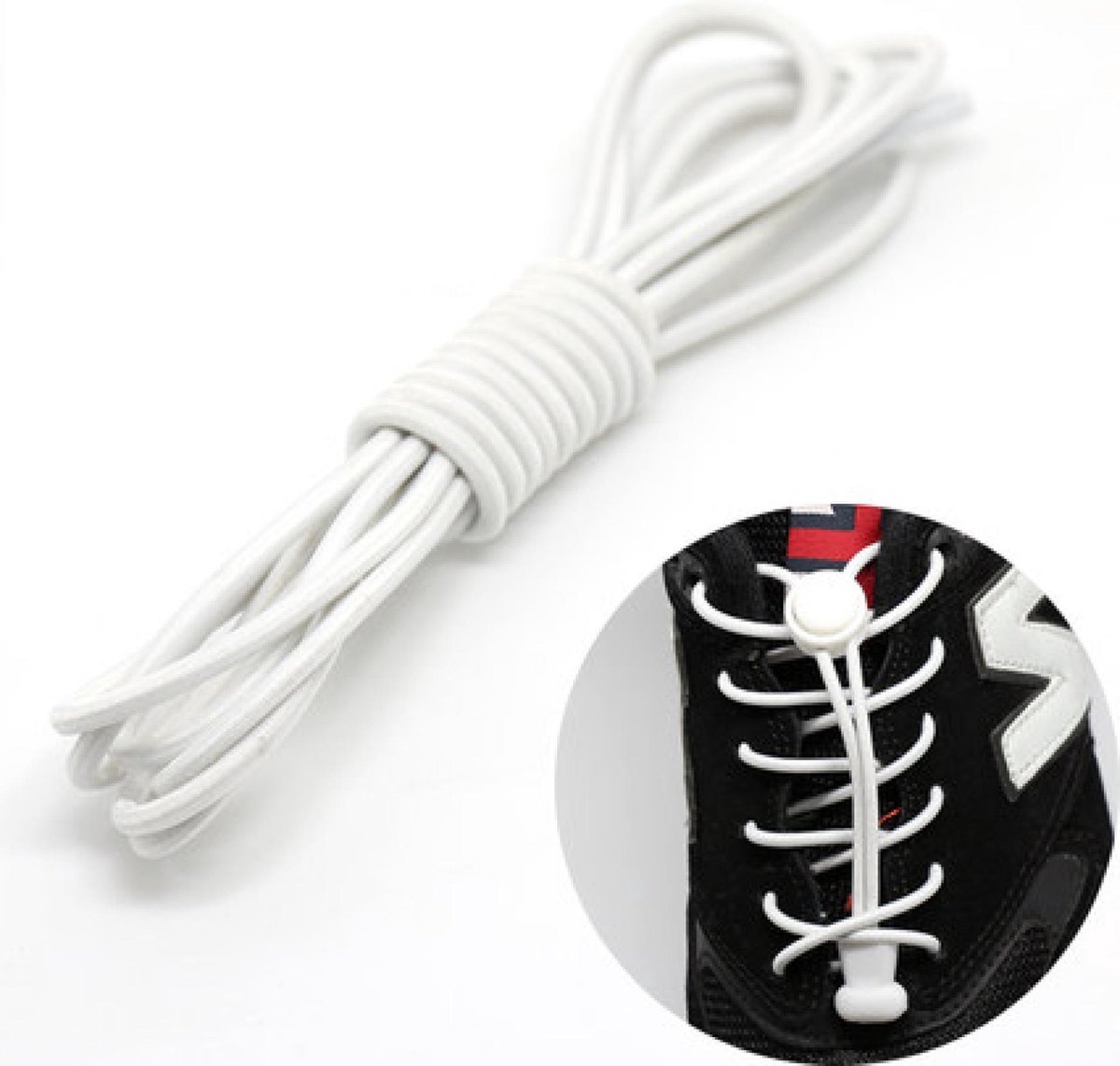 *** Lock veters - Ronde Elastische Schoenveters - Hardlopen - Laces - Wit - van Heble® ***
