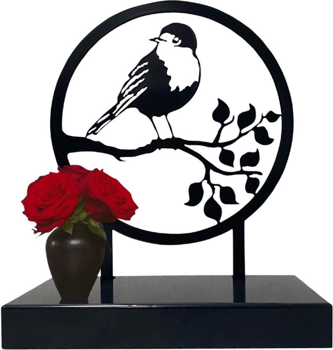 Urn "roodborstje" - Inhoud 3L - geheel metaal - 38cm doorsnede - pracht design