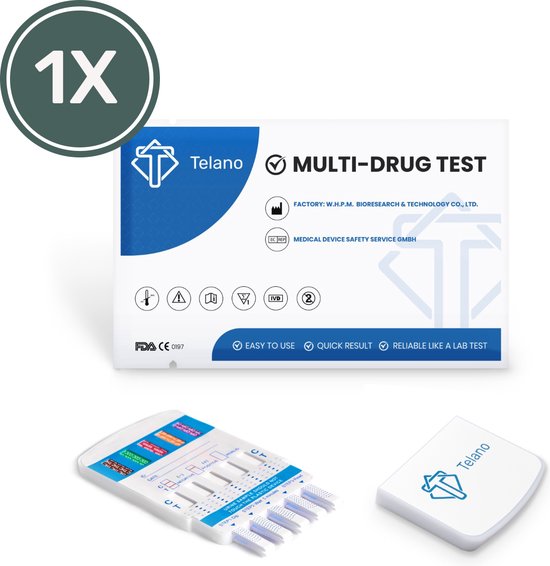 Telano Multidrugstest 10 - Urine Drugstest test op 10 soorten Drugs - 1 stuks - Telano
