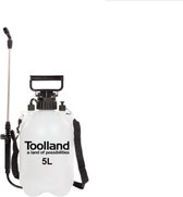 Bol.com Toolland Drukspuit sproeilans regelbare sproeikop niveau-indicator draagriem 5 liter pompsysteem wit/zwart aanbieding