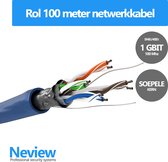 Rol 100 meter F/UTP netwerkkabel - Blauw - Soepel - Zonder stekkers - Folie afscherming