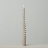 Kleine gedraaide kaarsen - taper candle - twisto taupe- 20 cm - 6 st - cadeau tip - kerst cadeau tip