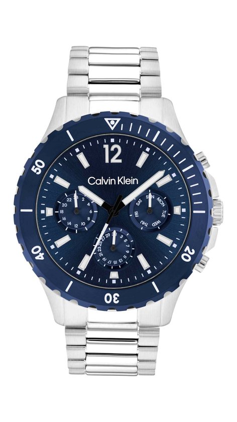 Calvin Klein CK25200115 Heren Horloge - Mineraalglas - Roestvrijstaal - Zilver - 44 mm breed - 4.4 cm lang - Quartz - Vouw/Vlindersluiting