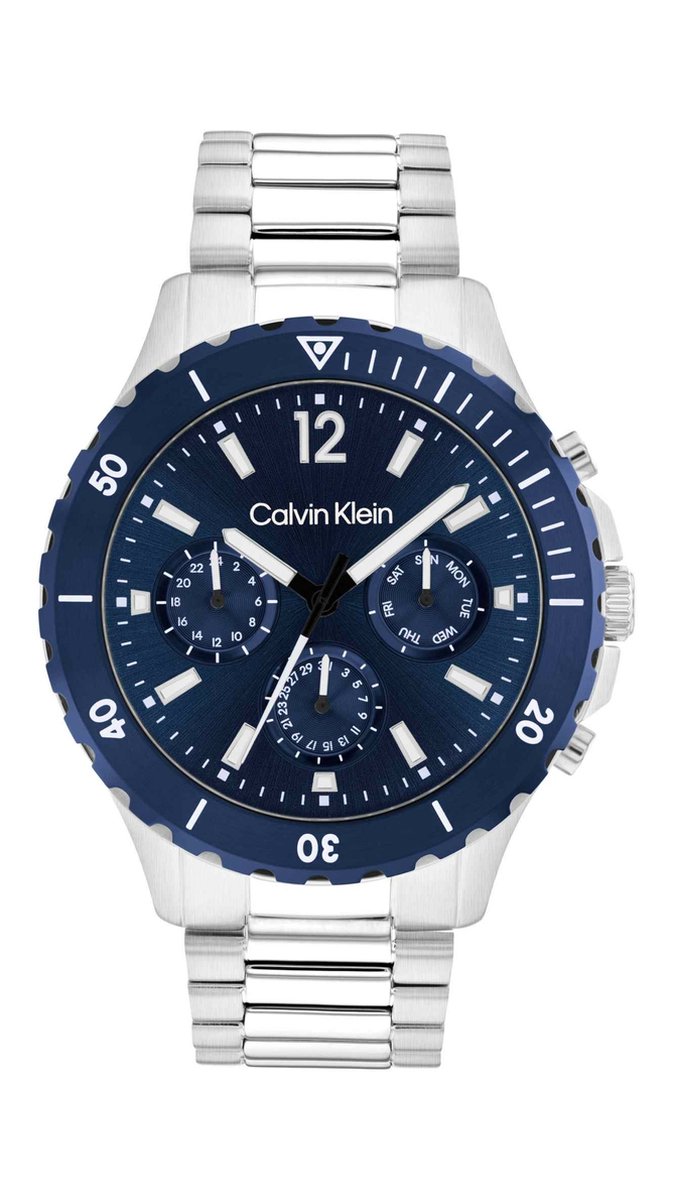 Calvin Klein CK25200115 Heren Horloge - Mineraalglas - Roestvrijstaal - Zilver - 44 mm breed - 4.4 cm lang - Quartz - Vouw-Vlindersluiting