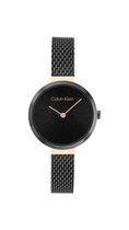 Calvin Klein CK25200084 Dames Horloge - Mineraalglas - Roestvrijstaal - Zilver/Zwart - 28 mm breed - 2.8 cm lang - Quartz - Druksluiting