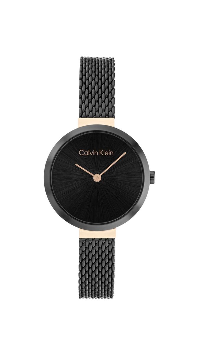 Calvin Klein CK25200084 Dames Horloge - Mineraalglas - Roestvrijstaal - Zilver-Zwart - 28 mm breed - 2.8 cm lang - Quartz - Druksluiting