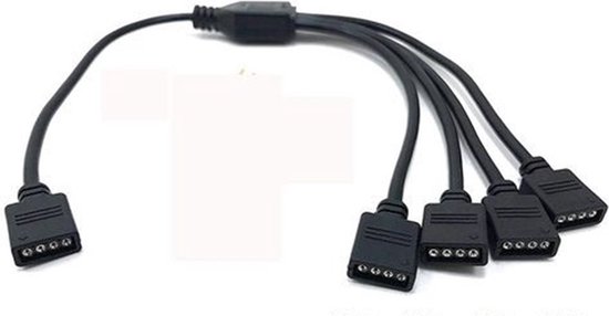 1 naar 4-weg 4-pins 10mm RGB Female connector splitterkabel - Zwart