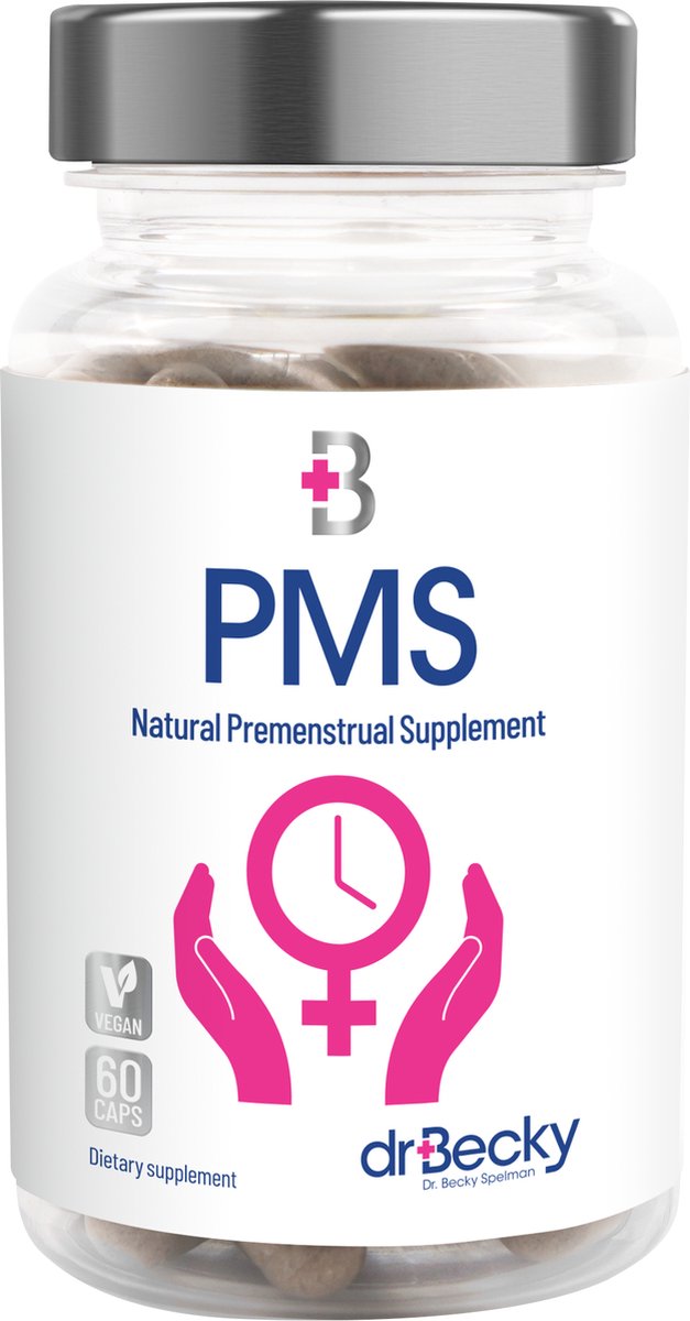 Goedkoopste Dr. Becky | PMS | Helpt bij Menstruatie Klachten | Positieve invloed op de Hormoonbalans | 60 Vegan Caps