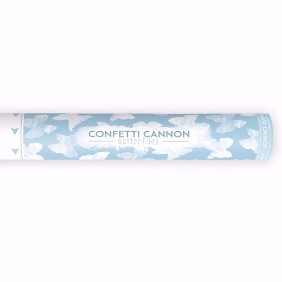 6x Canon à confettis papillons blancs 40 cm - tireur de confettis / popper de fête