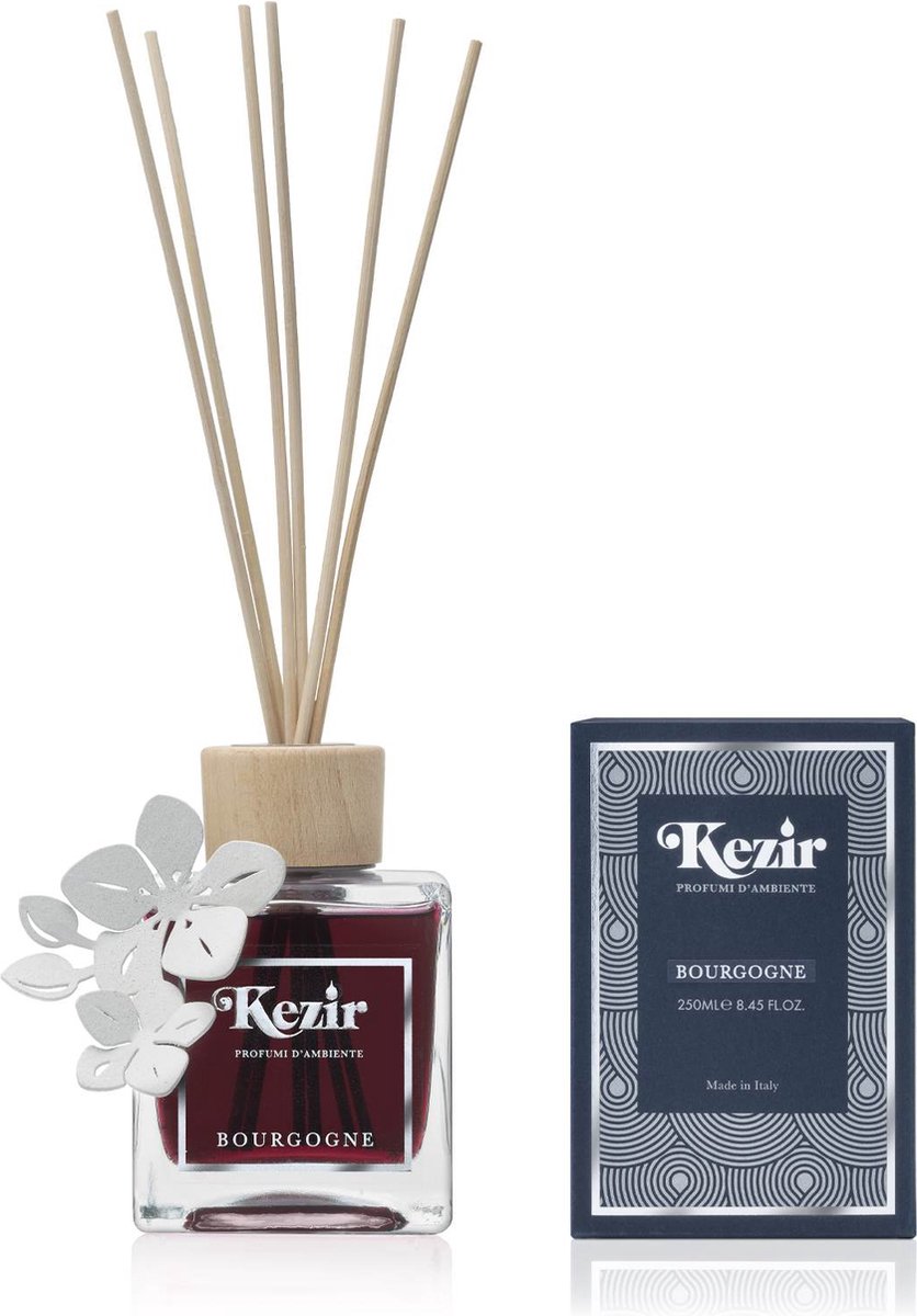 Kezir - Bourgogne - Lotusbloem Decoratie - Italiaanse - natuurlijke parfum voor in huis - diffuser - 100 ml