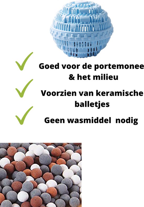 Balle de lavage bleu clair avec billes céramiques, lessive non nécessaire.