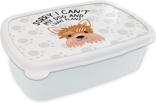 Boîte à pain Wit - Boîte à lunch - Boîte à lunch - Désolé, je ne peux pas mon chien et j'ai des projets - Proverbes - Chien - Citations - 18x12x6 cm - Adultes - Cadeau Sinterklaas - Cadeaux pour enfants - Chaussures cadeaux Sinterklaas