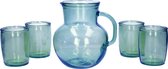 Kunststof sangria set blauw met schenkkan en 4 glazen
