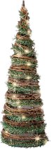 Kerstverlichting figuren Led kegel kerstboom rotan lamp 40 cm - Verlichte kegels/kegelvorm bomen/kerstbomen/kegelkerstbomen