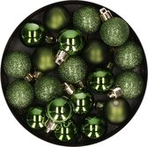20x petites boules de Noël en plastique vert foncé - Mat/brillant/paillettes - Boules de Noël en plastique incassables - Décorations de Noël