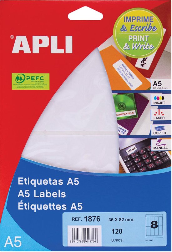 APLI 392 - Witte hanglabels 36 x 53 mm 500 u