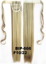 Wrap Around paardenstaart, ponytail hairextensions straight bruin / blond - F10/22