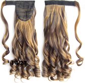Wrap Around paardenstaart, ponytail hairextensions wavy bruin / blond - F4/27