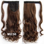 Wrap Around paardenstaart, ponytail hairextensions wavy bruin / rood - M2/30