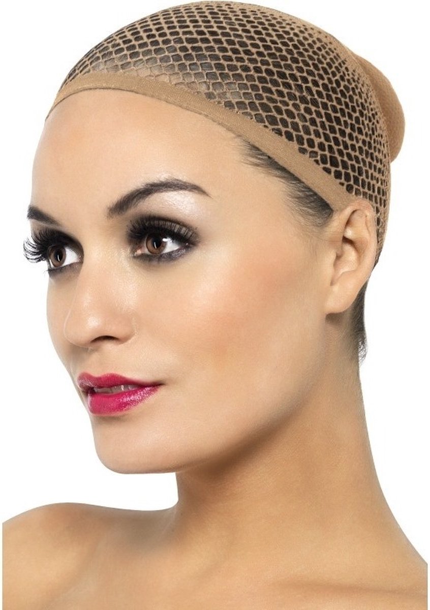 Haarnetje voor pruiken - 3x stuks - beige - voor volwassenen - pruiken netje