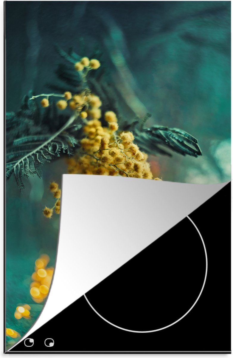 KitchenYeah® Inductie beschermer 30x52 cm - Bloemen - Planten - Flora - Geel - Kookplaataccessoires - Afdekplaat voor kookplaat - Inductiebeschermer - Inductiemat - Inductieplaat mat