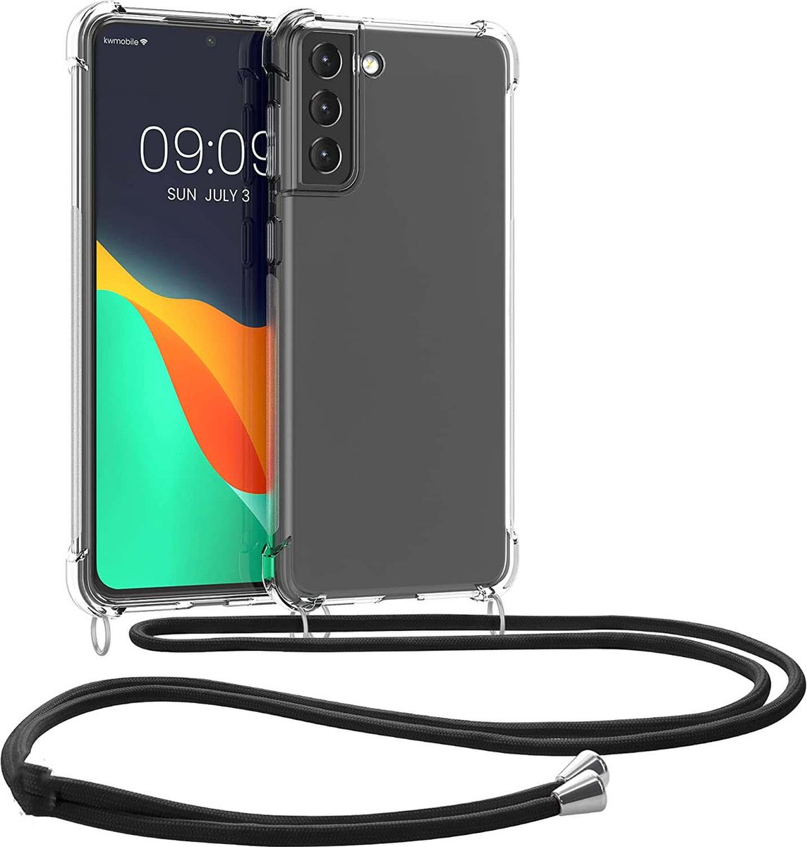 Arara Silicone Hoesje geschikt voor Samsung Galaxy S22 Transparant Hoesje met Zwarte draagkoord / Backcover / Case / Samsung