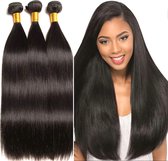 Braziliaanse remy weave - 18 inch - donkerbruine steil weave - hair weave extensions - 3 bundels real human hair - echt haar tweedehands  Nederland