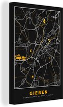 Canvas schilderij 120x180 cm - Wanddecoratie Duitsland – Black and Gold – Gießen – Stadskaart – Kaart – Plattegrond - Muurdecoratie woonkamer - Slaapkamer decoratie - Kamer accessoires - Schilderijen
