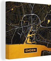 Canvas Schilderij Black and Gold – Stadskaart – Emden – Duitsland – Plattegrond – Kaart - 20x20 cm - Wanddecoratie