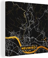 Canvas Schilderij Duitsland – Black and Gold – Neuwied – Stadskaart – Kaart – Plattegrond - 90x90 cm - Wanddecoratie