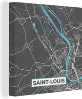 Canvas Schilderij Saint-Louis - Plattegrond - Stadskaart - Frankrijk - Kaart - 50x50 cm - Wanddecoratie