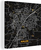 Canvas Schilderij Black and Gold – Stadskaart – Ahlen – Duitsland – Plattegrond – Kaart - 20x20 cm - Wanddecoratie