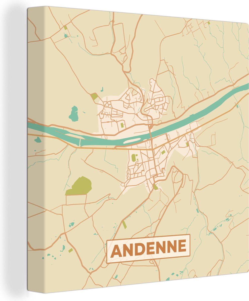 Toile Peinture Plan d'Etage - Carte - Plan de Ville - Vintage - Andenne ...