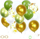 Joya ® Set de 40 Ballons vert olive et or avec ruban | Décoration de Fête | Décoration d'anniversaire | Confettis en papier | Ballons en latex 40 pièces