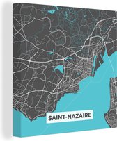 Canvas Schilderij Stadskaart – Frankrijk – Kaart – Saint-Nazaire – Plattegrond - 50x50 cm - Wanddecoratie