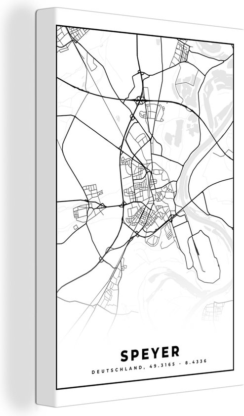 Canvas Schilderij Speyer - Plattegrond - Stadskaart - Kaart - 20x30 cm - Wanddecoratie