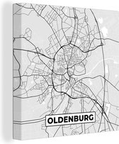 Canvas Schilderij Kaart - Stadskaart - Duitsland - Oldenburg - Plattegrond - 50x50 cm - Wanddecoratie
