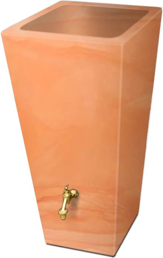 Terracotta regenton met kraantje.