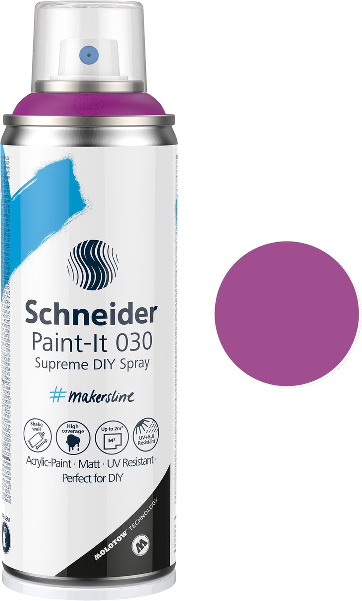 Schneider spuitbus verf - Paint-It 030 - DIY spuitverf - acrylverf - 200ml - paars - S-ML03050143