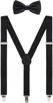 LIXIN Bretels inclusief Vlinderdas - Zwart - Y-model - Heren - Stevige Clip - Bretels - Vlinderdas - Strik - Strikje - Luxe - Bruiloft - Ceremonie - Herenmode - Unisex - Giftset - Heren accessoires