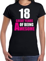18 Great years of being awesome cadeau t-shirt zwart voor dames - 18 jaar verjaardag kado shirt / outfit L