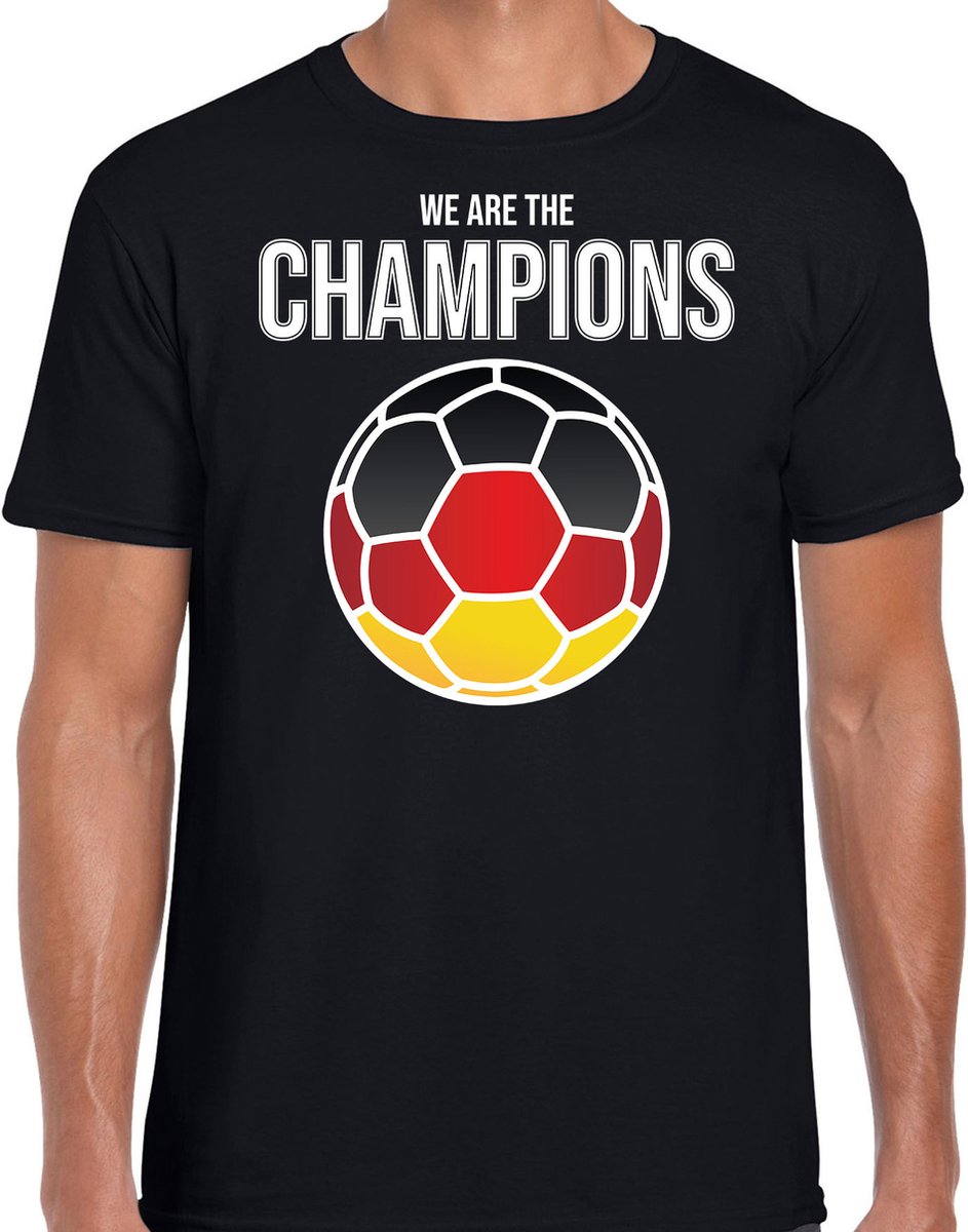 Duitsland EK/ WK supporter t-shirt - we are the champions met Duitse voetbal - zwart - heren - kleding / shirt XL