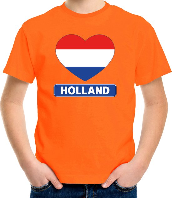 Oranje Holland hart vlag shirt kinderen 110/116
