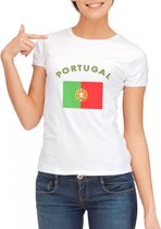 Wit dames t-shirt met vlag van Portugal L