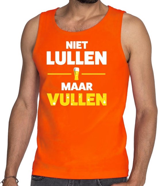 Niet Lullen Maar Vullen Text Débardeur / Chemise Sans Manches Orange Homme - Maillot Homme Niet Lullen Maar Vullen - Orange Vêtements M