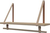 Plankje Roe 70cm - Handles and more® | NATUREL (Complete set: leren plankdragers + plank eikenhout + roede)