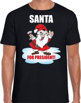 Santa for president Kerstshirt / Kerst t-shirt zwart voor heren - Kerstkleding / Christmas outfit M